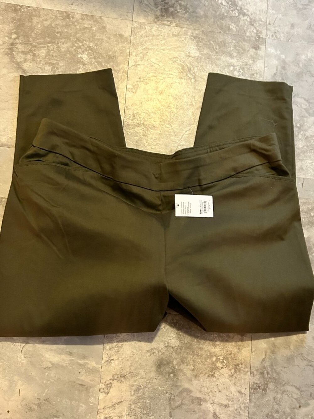 NEW size 22 w 22w short womens green pants casual dress career stretch top